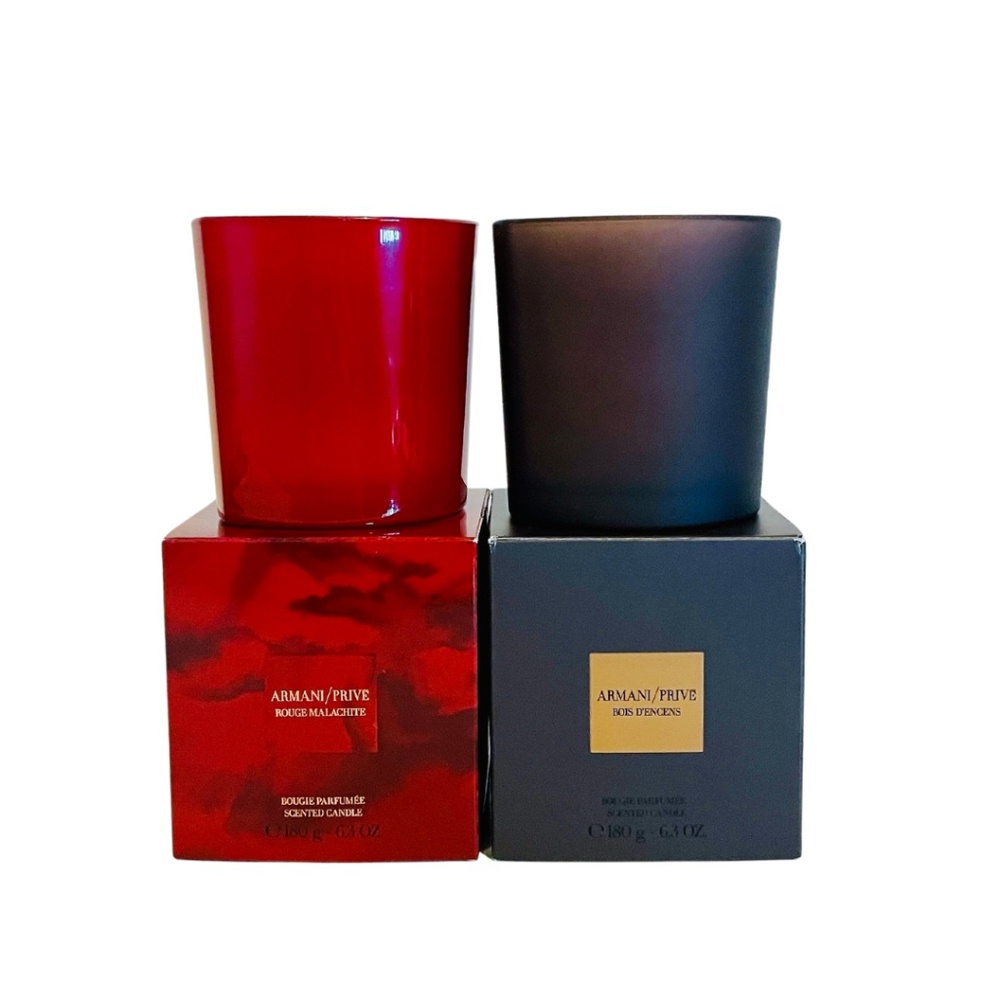 Armani Prive Two Empty Glass Candle Containers Rouge Malachite & Bois D'Encens